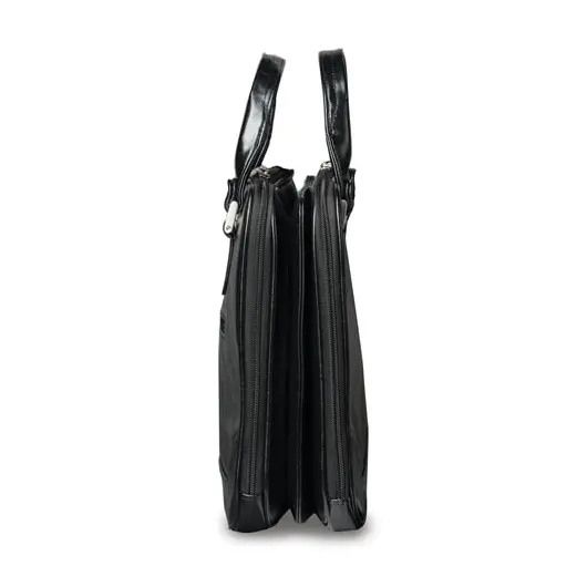 Портфель-сумка женский, 38х27х10 см, 2 отделения, на молнии, искусственная кожа, черный, 8-100, фото 3