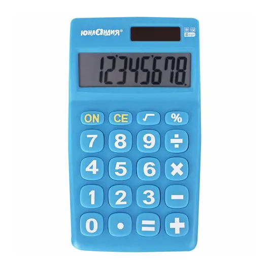 Калькулятор ЮНЛАНДИЯ карманный, 8 разрядов, двойное питание, 138х80мм, ОРАНЖЕВЫЙ, бли, фото 1