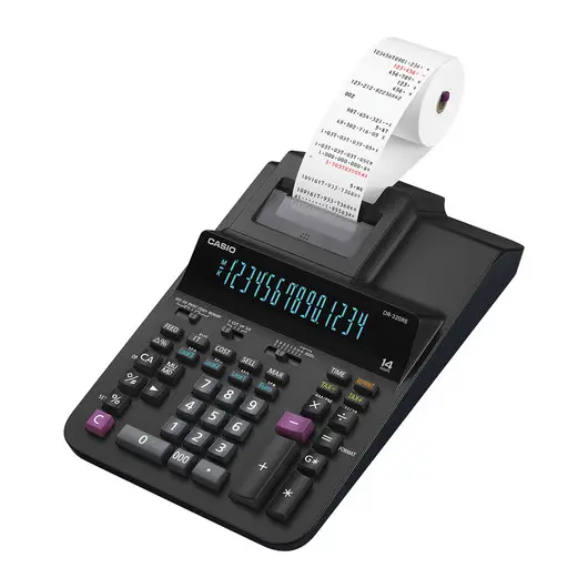 Калькулятор печатающий CASIO DR-320RE (377х255 мм), 14 разрядов, питание от сети, черный, DR-320RE-E-EC, фото 2