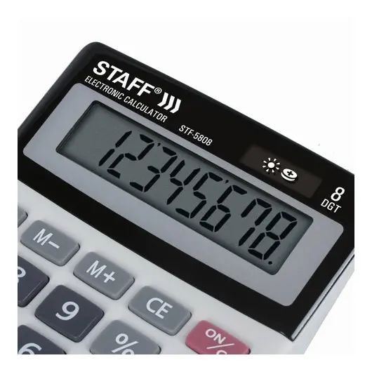 Калькулятор настольный STAFF STF-5808, КОМПАКТНЫЙ (134х107 мм), 8 разрядов, двойное питание, 250286, фото 6