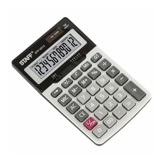 Калькулятор настольный металлический STAFF STF-2312 (175х107 мм), 12 разрядов, двойное питание, 250135, фото 3