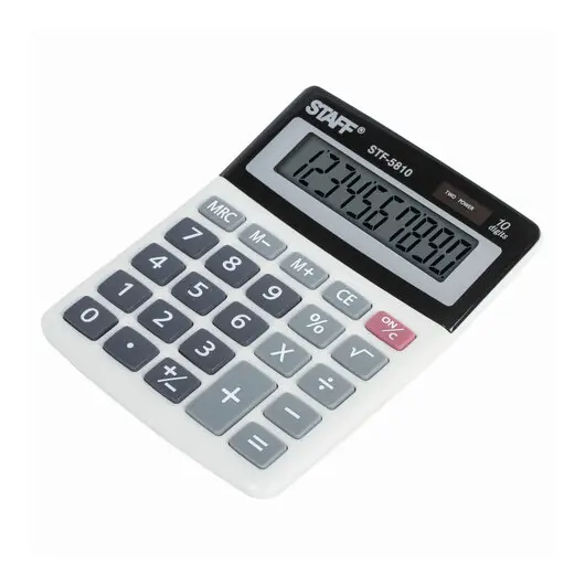 Калькулятор настольный STAFF STF-5810, КОМПАКТНЫЙ (134х107 мм), 10 разрядов, двойное питание, 250287, фото 3