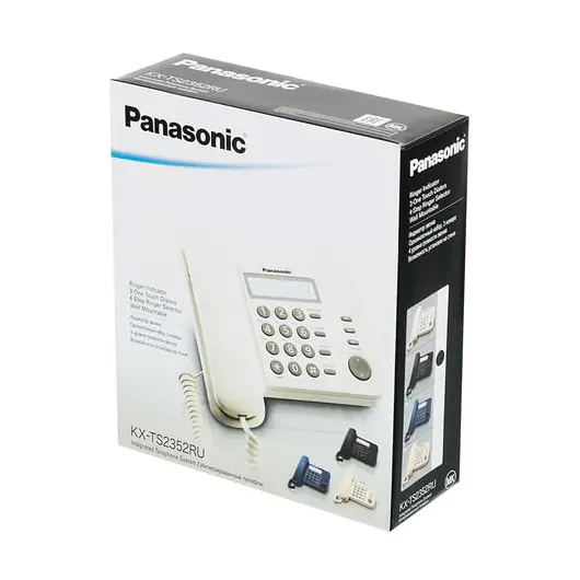 Телефон PANASONIC KX-TS2352RUW, белый, память 3 номера, повторный набор, тональный/импульсный режим, индикатор вызова, фото 2