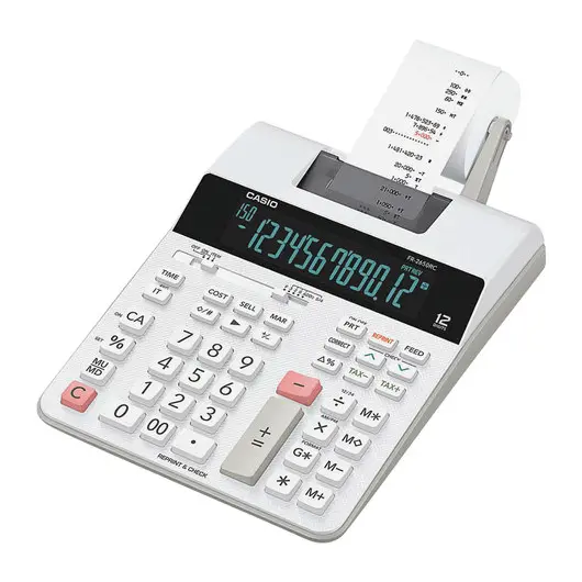 Калькулятор печатающий CASIO FR-2650RC (313х195 мм), 12 разрядов, питание от адаптера 250402, БЕЛЫЙ, FR-2650RC-W-EH, фото 2