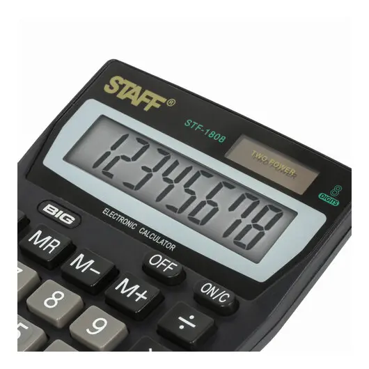 Калькулятор настольный STAFF STF-1808, КОМПАКТНЫЙ (140х105 мм), 8 разрядов, двойное питание, 250133, фото 6