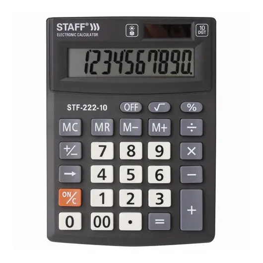 Калькулятор настольный STAFF PLUS STF-222, КОМПАКТНЫЙ (138x103 мм), 10 разрядов, двойное питание, 250419, фото 2