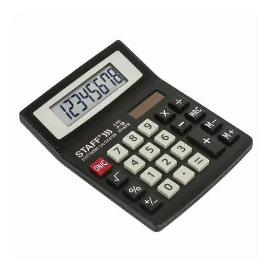 Калькулятор настольный STAFF STF-8008, КОМПАКТНЫЙ (113х87 мм), 8 разрядов, двойное питание, 250147, фото 4
