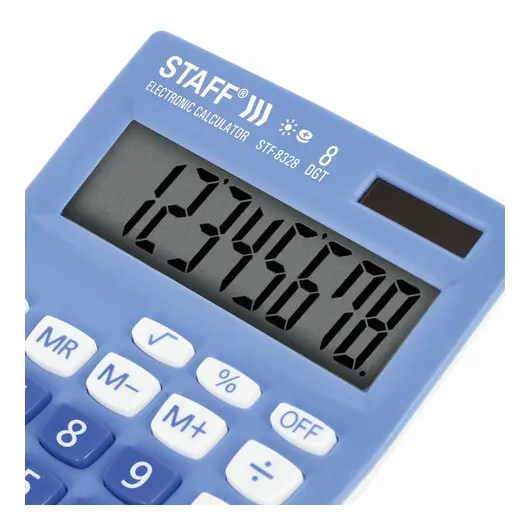 Калькулятор настольный STAFF STF-8328, КОМПАКТНЫЙ (145х103 мм), 8 разрядов, двойное питание, ГОЛУБОЙ, 250294, фото 6