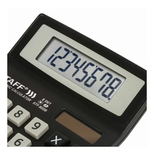 Калькулятор настольный STAFF STF-8008, КОМПАКТНЫЙ (113х87 мм), 8 разрядов, двойное питание, 250147, фото 7