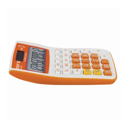 Калькулятор настольный STAFF STF-6222, КОМПАКТНЫЙ (148х105 мм), 12 разрядов, двойное питание, ОРАНЖЕВЫЙ, блистер, 250292, фото 5