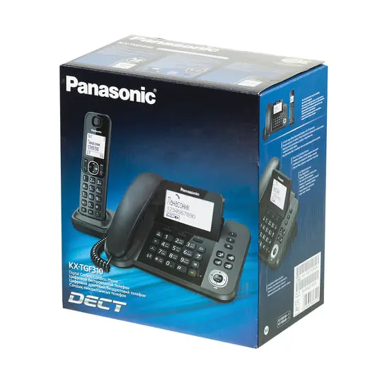 Радиотелефон PANASONIC KX-TGF310RUM + дополнительный проводной телефон, память на 100 ном, ЖК-диспл, АОН, повтор, спикерфон, серый, фото 2