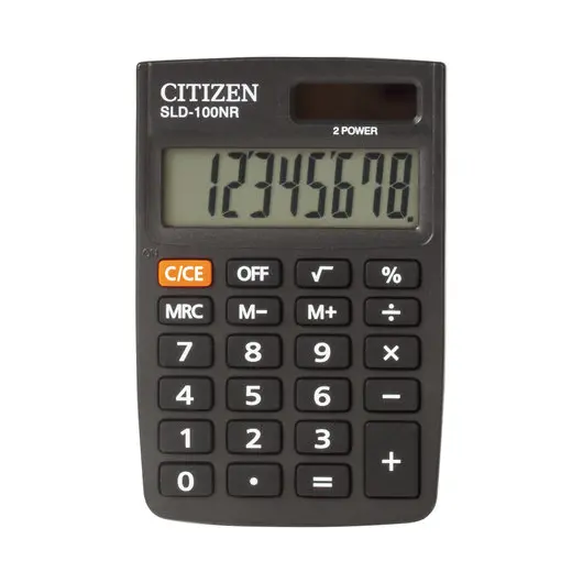 Калькулятор карманный CITIZEN SLD-100NR (90х60 мм), 8 разрядов, двойное питание, фото 1