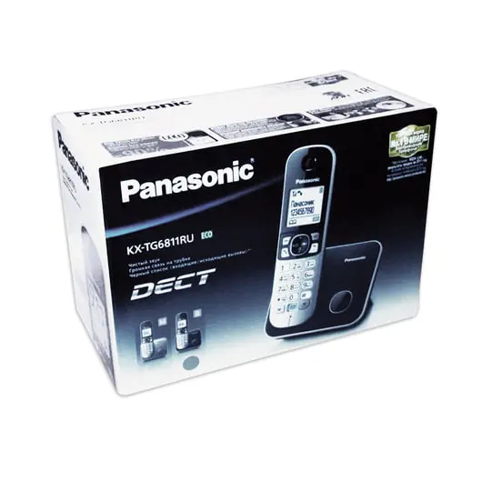 Радиотелефон PANASONIC KX-TG6811RUB, память 50 номеров, АОН, повтор, спикерфон, полифония, чёрный, фото 2