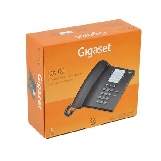 Телефон GIGASET DA 100, память на 14 номеров, повтор номера, тональный/импульсный набор, цвет антрацитовый, DA 100 RUS, фото 2