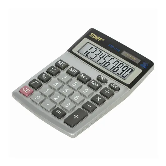 Калькулятор настольный металлический STAFF STF-1110, КОМПАКТНЫЙ (140х105 мм), 10 разрядов, двойное питание, 250117, фото 4