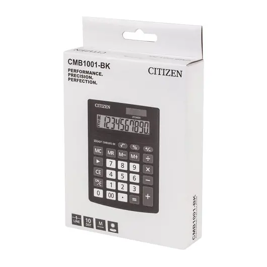 Калькулятор настольный CITIZEN BUSINESS LINE CMB1001BK, МАЛЫЙ (136x100 мм), 10 разрядов, двойное питание, фото 4