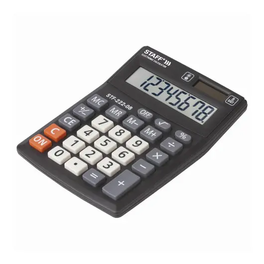 Калькулятор настольный STAFF PLUS STF-222, КОМПАКТНЫЙ (138x103 мм), 8 разрядов, двойное питание, 250418, фото 5