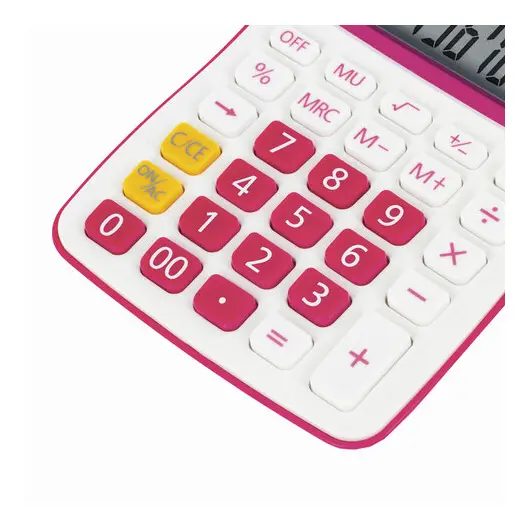 Калькулятор настольный STAFF STF-6212, КОМПАКТНЫЙ (148х105 мм), 12 разрядов, двойное питание, МАЛИНОВЫЙ, блистер, 250291, фото 7