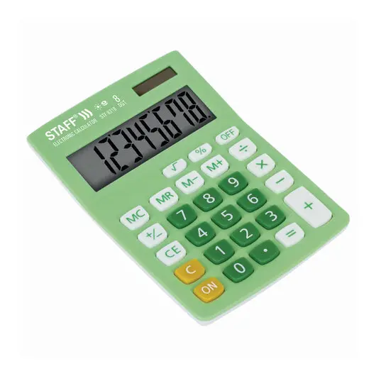 Калькулятор настольный STAFF STF-8318, КОМПАКТНЫЙ (145х103 мм), 8 разрядов, двойное питание, ЗЕЛЕНЫЙ, 250293, фото 3