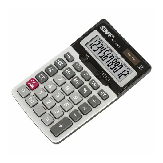 Калькулятор настольный металлический STAFF STF-2312 (175х107 мм), 12 разрядов, двойное питание, 250135, фото 4