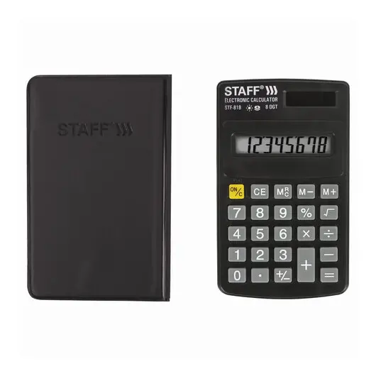 Калькулятор карманный STAFF STF-818 (102х62 мм), 8 разрядов, двойное питание, 250142, фото 8