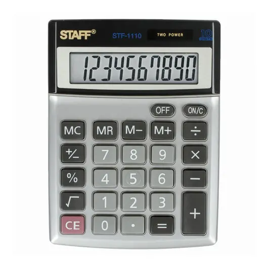 Калькулятор настольный металлический STAFF STF-1110, КОМПАКТНЫЙ (140х105 мм), 10 разрядов, двойное питание, 250117, фото 2