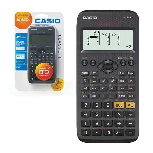 Калькулятор инженерный CASIO FX-82EX-S-ET-V (166х77 мм), 274 функции, батарея, сертифицирован для ЕГЭ, FX-82EX-S-EH-V, фото 1