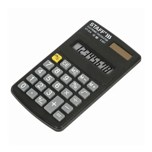 Калькулятор карманный STAFF STF-818 (102х62 мм), 8 разрядов, двойное питание, 250142, фото 3