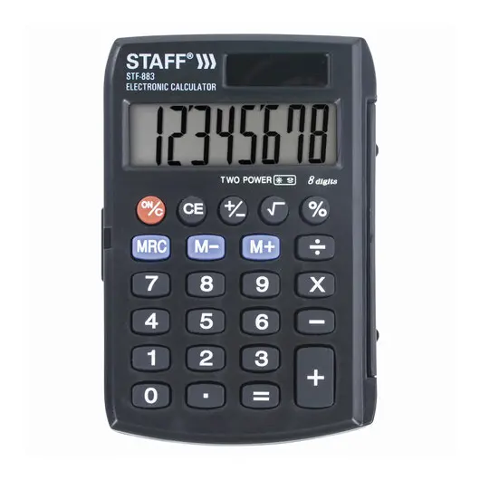 Калькулятор карманный STAFF STF-883 (95х62 мм), 8 разрядов, двойное питание, 250196, фото 1