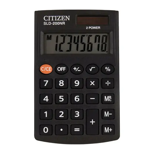 Калькулятор карманный CITIZEN SLD200NR (98х60 мм), 8 разрядов, двойное питание, SLD-200NR, фото 1