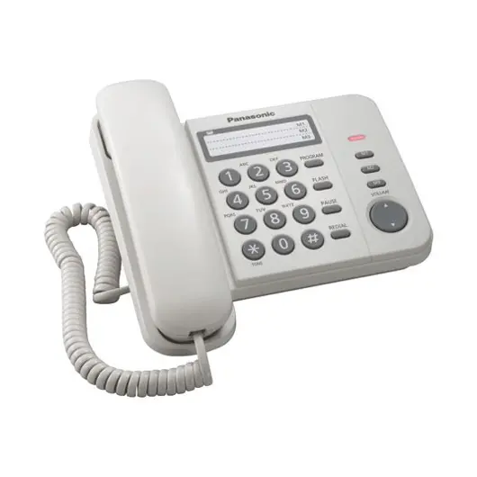 Телефон PANASONIC KX-TS2352RUW, белый, память 3 номера, повторный набор, тональный/импульсный режим, индикатор вызова, фото 1