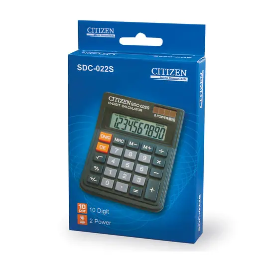 Калькулятор настольный CITIZEN SDC-022S, КОМПАКТНЫЙ (120х87 мм), 10 разрядов, двойное питание, фото 4