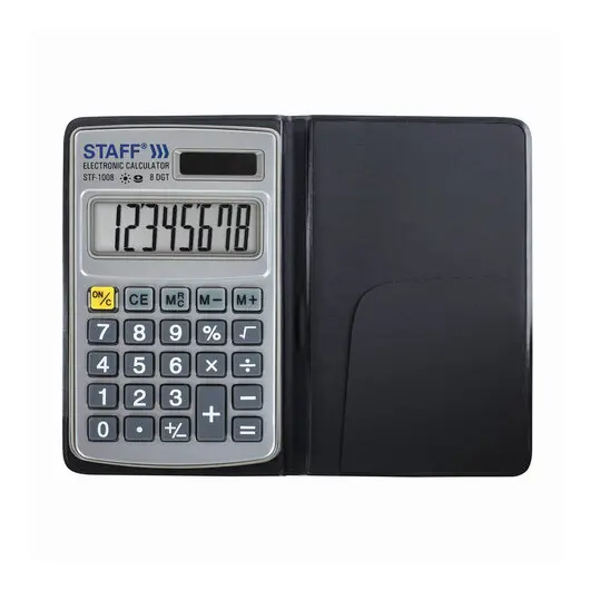 Калькулятор карманный металлический STAFF STF-1008 (103х62 мм), 8 разрядов, двойное питание, 250115, фото 2