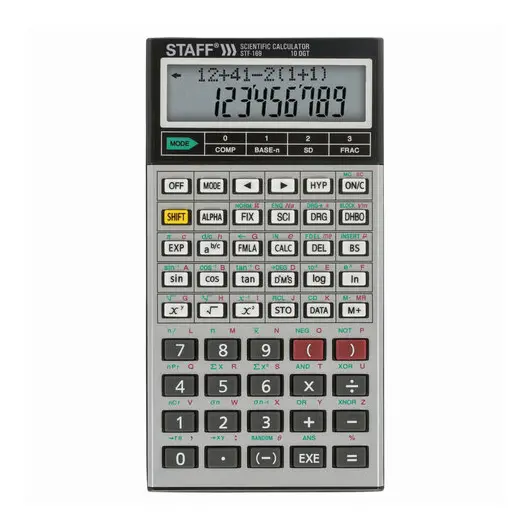 Калькулятор инженерный двухстрочный STAFF STF-169 (143х78 мм), 242 функции, 10+2 разрядов, 250138, фото 1