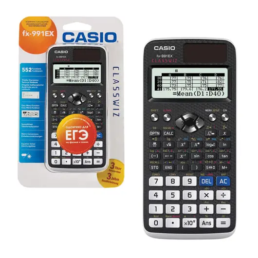 Калькулятор инженерный CASIO FX-991EX-S-ET-V (166х77 мм), 552 функции, двойное питание, сертифицирован для ЕГЭ, FX-991EX-S-EH-V, фото 1