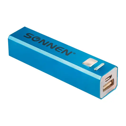 Аккумулятор внешний SONNEN POWERBANK V61С, 2600 mAh, литий-ионный, синий, алюминиевый, 262747, фото 1