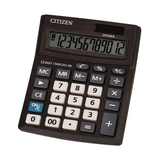 Калькулятор настольный CITIZEN BUSINESS LINE CMB1201BK, МАЛЫЙ (137х102 мм), 12 разрядов, двойное питание, фото 2