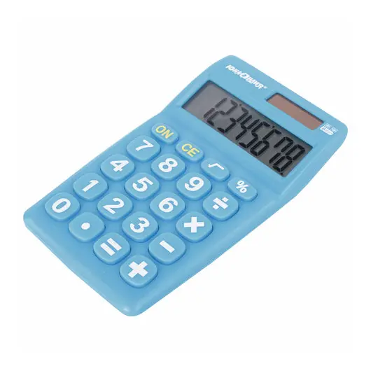Калькулятор ЮНЛАНДИЯ карманный, 8 разрядов, двойное питание, 138х80мм, ОРАНЖЕВЫЙ, бли, фото 4