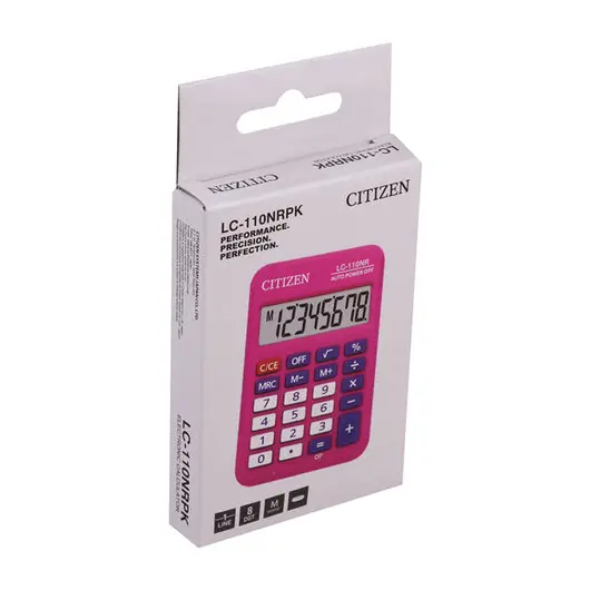 Калькулятор карманный CITIZEN LC-110NRPK, МАЛЫЙ (89х59 мм), 8 разрядов, двойное питание, РОЗОВЫЙ, фото 2
