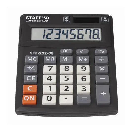 Калькулятор настольный STAFF PLUS STF-222, КОМПАКТНЫЙ (138x103 мм), 8 разрядов, двойное питание, 250418, фото 3