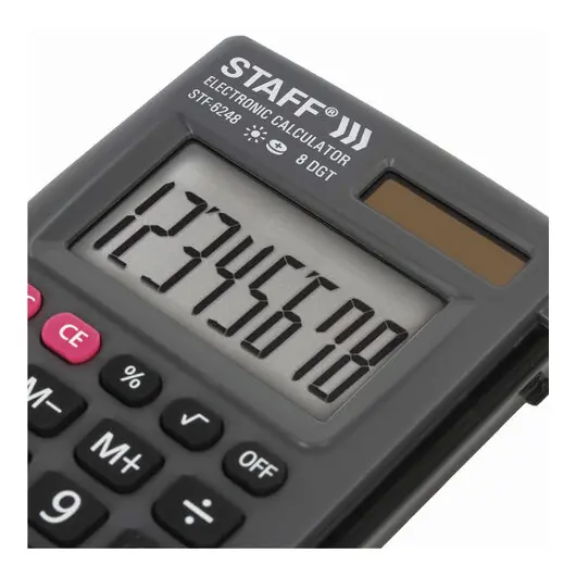 Калькулятор карманный STAFF STF-6248 (104х63 мм), 8 разрядов, двойное питание, 250284, фото 6