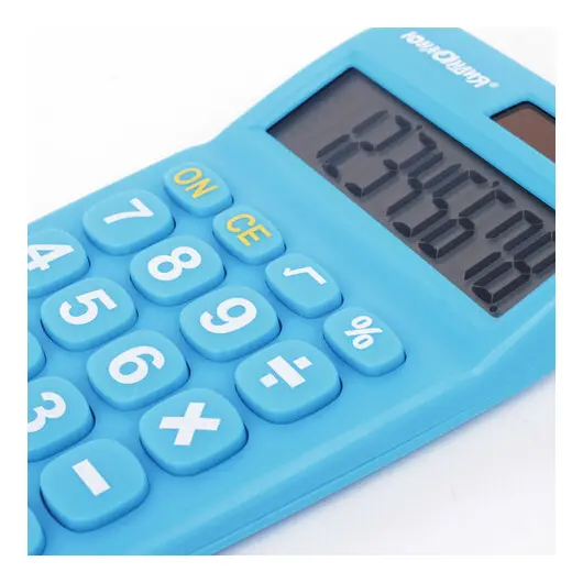 Калькулятор ЮНЛАНДИЯ карманный, 8 разрядов, двойное питание, 138х80мм, ОРАНЖЕВЫЙ, бли, фото 6