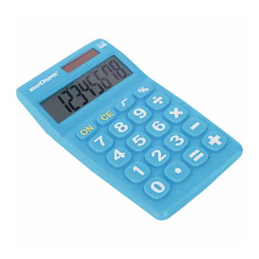 Калькулятор ЮНЛАНДИЯ карманный, 8 разрядов, двойное питание, 138х80мм, ОРАНЖЕВЫЙ, бли, фото 3