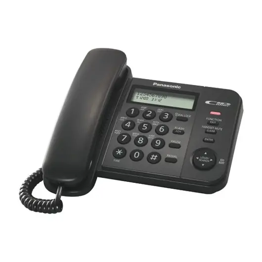 Телефон PANASONIC KX-TS2356RUB, черный, память 50 номеров, АОН, ЖК-дисплей с часами, тональный/импульсный режим, фото 1