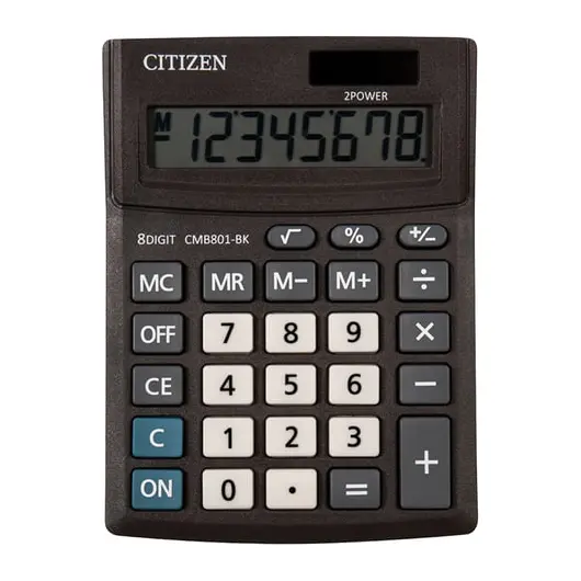 Калькулятор настольный CITIZEN BUSINESS LINE CMB801BK, МАЛЫЙ (137x102 мм), 8 разрядов, двойное питание, фото 2