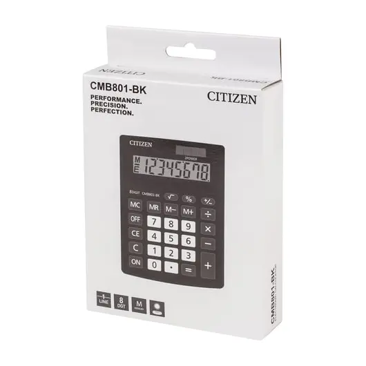 Калькулятор настольный CITIZEN BUSINESS LINE CMB801BK, МАЛЫЙ (137x102 мм), 8 разрядов, двойное питание, фото 4