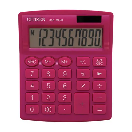 Калькулятор настольный CITIZEN SDC-810NRPKE, КОМПАКТНЫЙ (124х102мм), 10 разр., дв. питание, РОЗОВЫЙ, фото 2