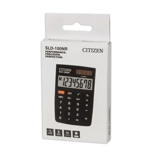Калькулятор карманный CITIZEN SLD-100NR (90х60 мм), 8 разрядов, двойное питание, фото 3