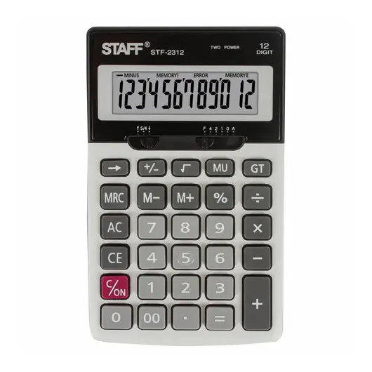 Калькулятор настольный металлический STAFF STF-2312 (175х107 мм), 12 разрядов, двойное питание, 250135, фото 1