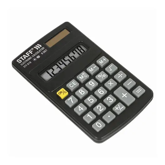 Калькулятор карманный STAFF STF-818 (102х62 мм), 8 разрядов, двойное питание, 250142, фото 4